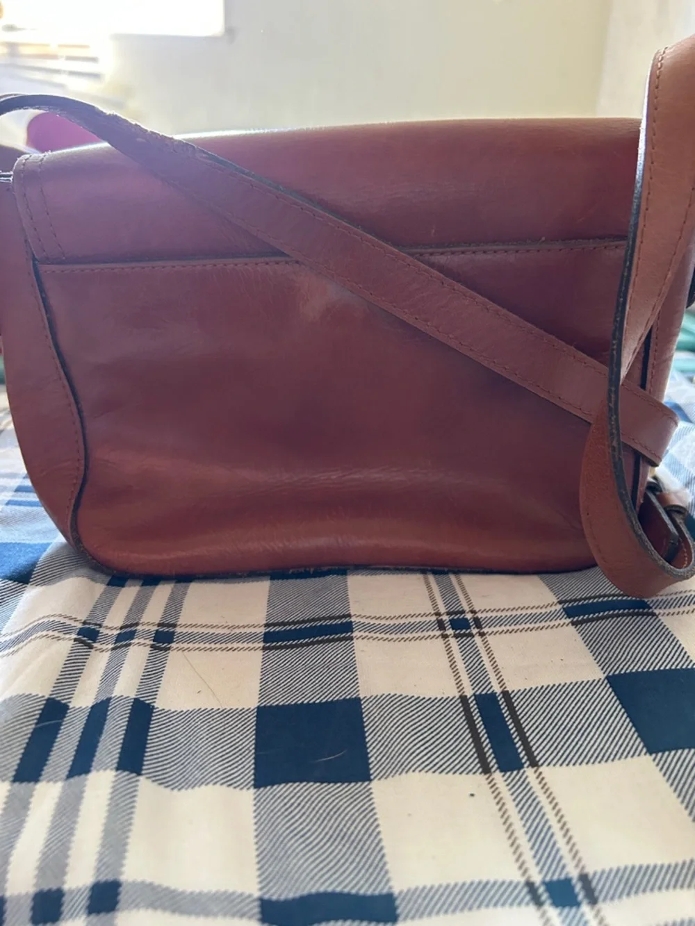 Patricia Nash Cognac Leather Crossbody with Signature Plaque - Picture 2 of 10